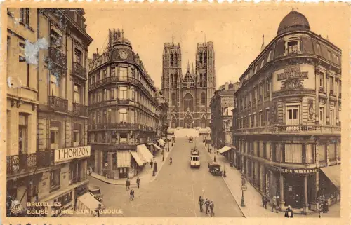 BR35962 Eglise et rue sainte gudule Straßenbahn Bruxelles Belgien