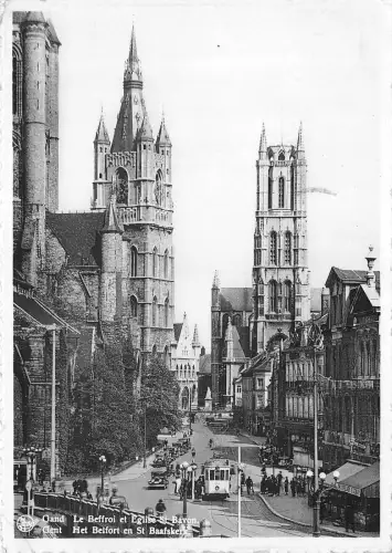 BG7010 gand gent tramway le beffroi et eglise st bavon belgium CPSM 15x10,5cm
