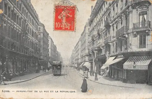 BR78331 lyon perspective de la rue de la republique Straßenbahn Straßenbahn Frankreich