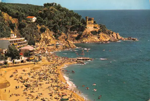 B109282 Spanien Lloret de Mar Gesamtansicht Strand und Schloss