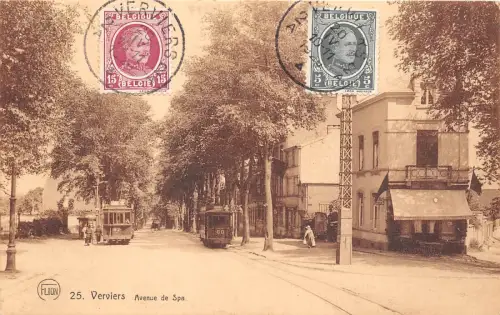 BC60605 Verviers Avenue de Spa 2 Straßenbahn Tram Eagle Cancel Judaica Marcowitz 332