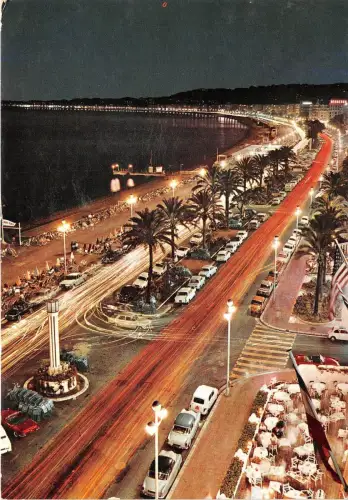 BR10871 La promenade des anglais la nuit Nice car voture france