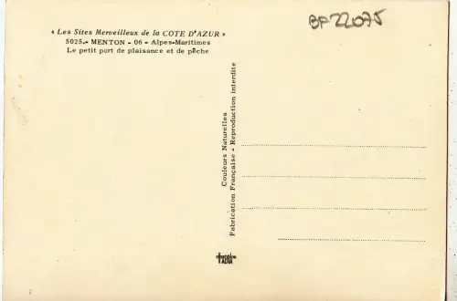 BF22075 menton a m le petit port de plaisence Schiffswagen Frankreich Vorder-/Rückbild