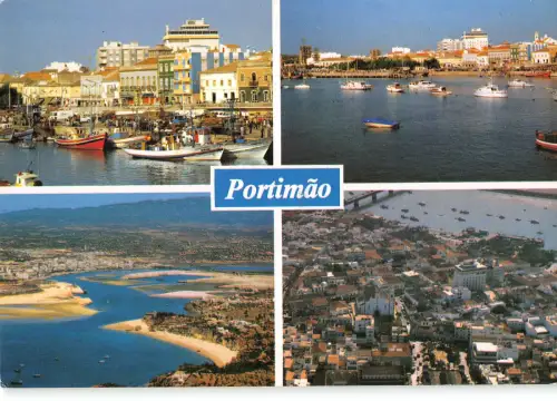 B110045 Portugal Portimao Algarve Hafen Boote Brücke Panorama