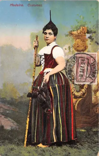 B94085 Madeira Frau Portugal Hafen Kostüme Typen Folklore