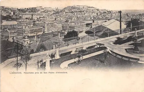 BF35464 lissabonne panorama pris de san pedro d alcantara portugal front/back scan