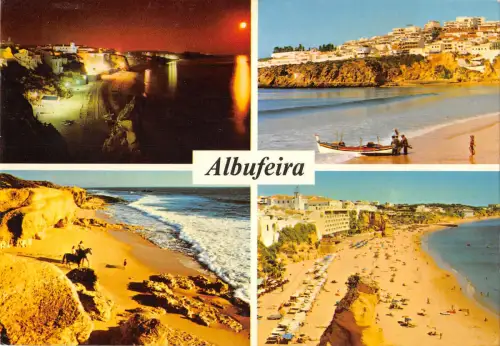 B108815 Portugal Albufeira Algarve Strand Panorama Sonnenuntergang Plage Pferde