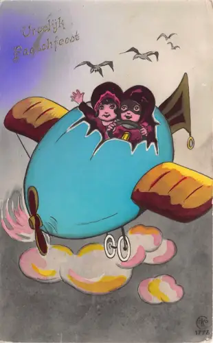 BG9113 Flugzeug Flugzeug Kinder Vroolijk Paaschfeest Ostergrüße Niederlande