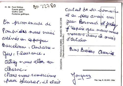 BF22780 Schrift Gotico Blanes Costa Brava Spanien Vorder-/Rückbild