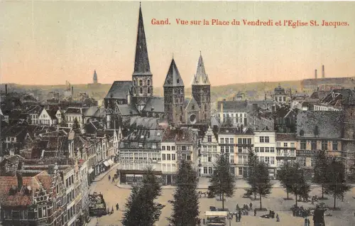 Br36085 Gend Gand Vue sur le Place du Vendredi et l Egise st. Jaques Belgien