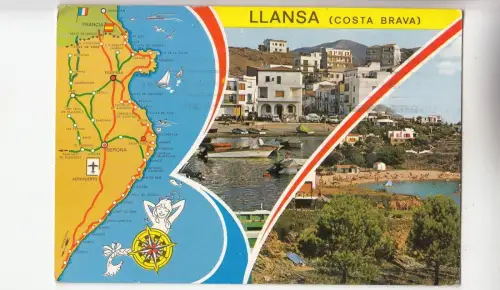 BF28991 llansa costa brava map cartes geographiques spain front/back image