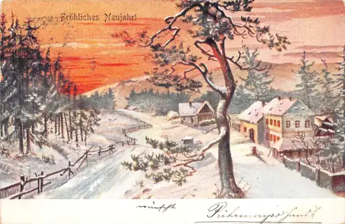 Lot348 Frohliches Neujahr Neujahr Winter Landschaft Grüße Deutschland
