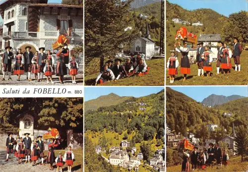 B96431 Saluti da Fobello Typen Folklore Kostüme in Valsesien
