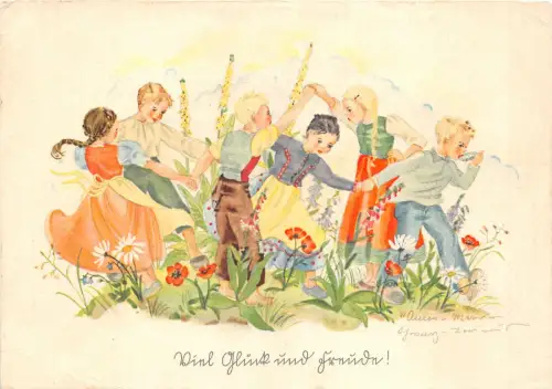 Lot227 Deutschland Kinder Tanzen Gemälde Postkarte