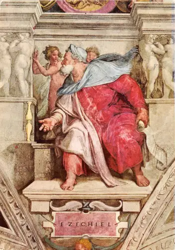 B51439 Il Orofeta Ezechiele Citta del Vaticano Cappella Sistina Gemälde