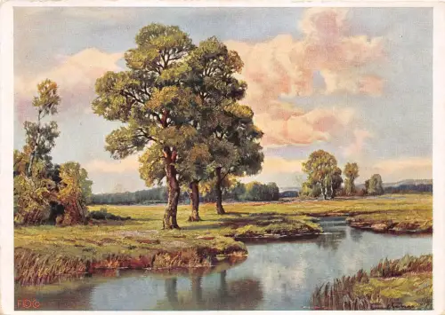 B75037 C Freitag Sommerlandschaft Gemälde Druck Postkarte
