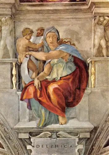 B51441 La Sibilla Delfica Citta del Vaticano Cappella Sistina Gemälde