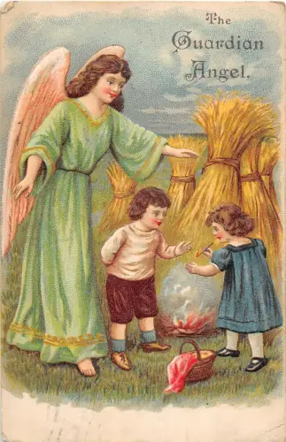 Lot272 Der Schutzengel und Kinder machen Feuer religiös Deutschland