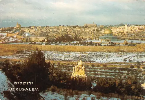 BR4202 Jerusalem Schneebedeckt von mt Oliven Israel aus gesehen