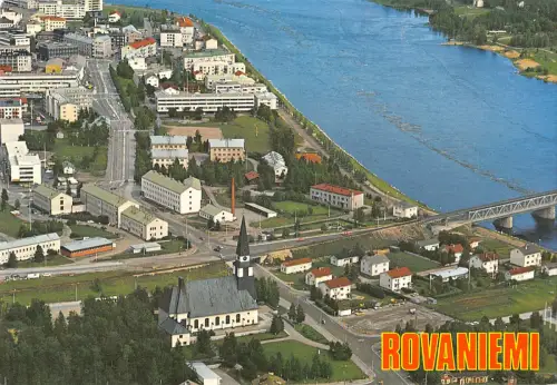 B108456 Finnland Rovaniemi Kirche Luftansicht Brücke Eglise Echtfoto UK