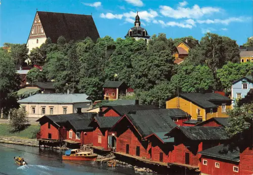 B108455 Finnland Porvoo Borga Old Getreidespeicher Flussboot Echtfoto UK