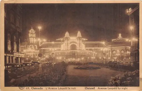 Br35053 Ostende L Avenue Leopold la nuit belgien