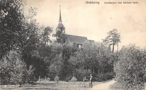 BR44407 Jonkoping stadsparken med becjaby kyrka sweden