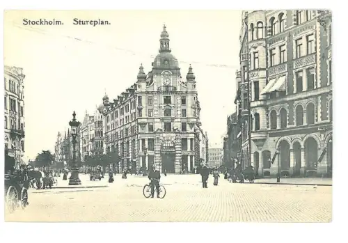 B82368 Schweden Stockholm Stureplan Fahrrad 1907 perfekte Form Vorder-/Hinterbild