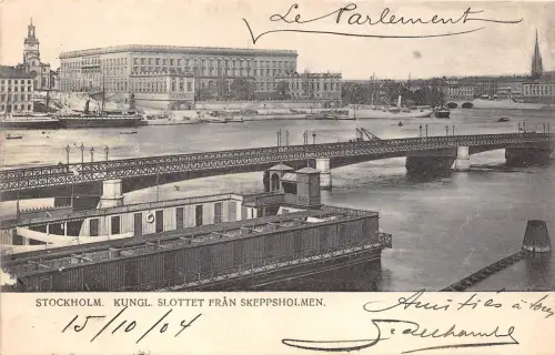 B92469 stockholm kungl slottet fran skeppsholmen ship bateaux sweden