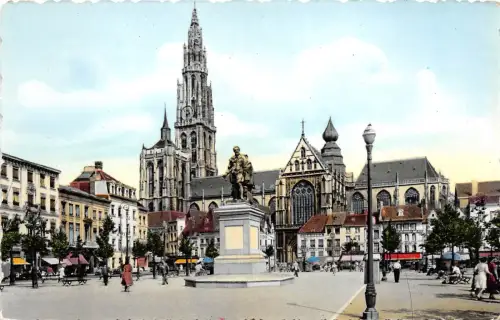B82975 antwerpen place verte avec le monument rubens belgien