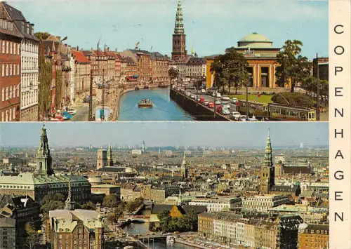 B108874 Dänemark Kobenhavn THorvaldsens Museum Panorama Fluss Boot Wagen