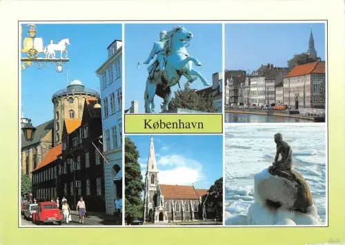 B108444 Dänemark Kobenhavn Statue Denkmal, Autos Panorama Echtfoto UK