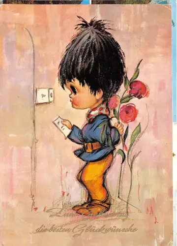 B47414 Kind Enfants Blumen Flovers