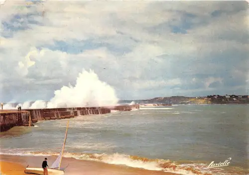 BR14630 Cibourne Socoa vague sur la digue france