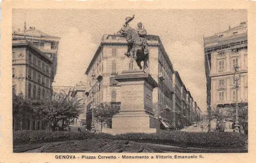 B39465 Genua Plazza Corvetto Monumente a Vittoria Emanuele II italy