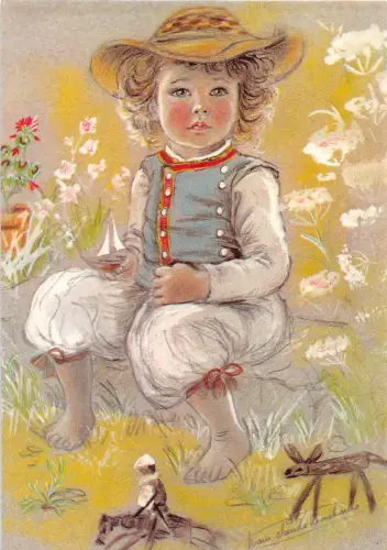 BF39112 les enfants bretons de marie claude monchaux Gemälde Kunst Postkarte