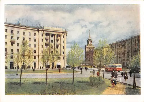 B109251 Russland Leningrad Im Moskauer Prospekt Promenade Auto Bus