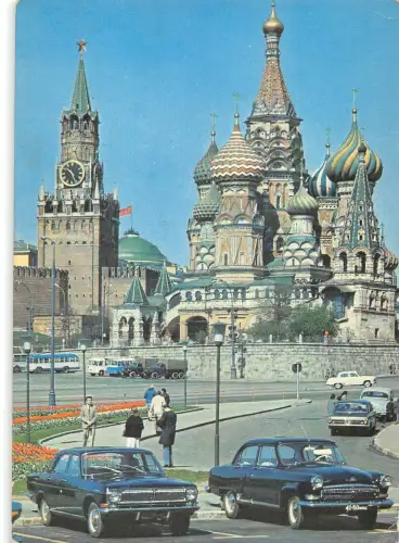 B110447 Russland Moskau Basilika Straße Oldtimer Voitures Auto