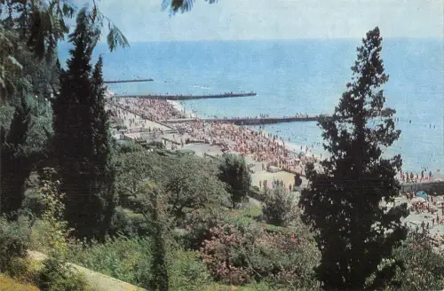 B110059 Russland Khosta Strand Panorama Plage Promenade