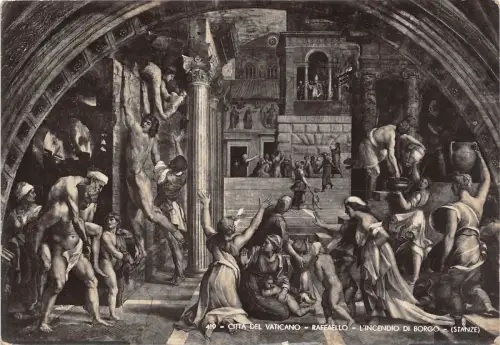 BR3390 Cita del Vaticano Rafaello Lincendio di Borgo Stanze Gemälde Postkarte