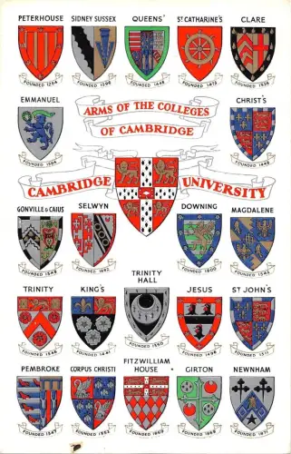 BR96175 Wappen der Colleges of Cambridge University Postkarte heraldisch uk