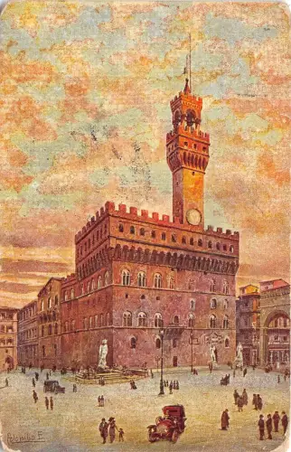 B39548 Firenze Piazza della Signoria col Palazzo Vechio italien