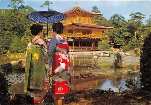 B90136 maiko at golden pavilion kyoto geisha typen folklore japan