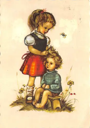 B43954 Enfants jouent Spielende Kinder