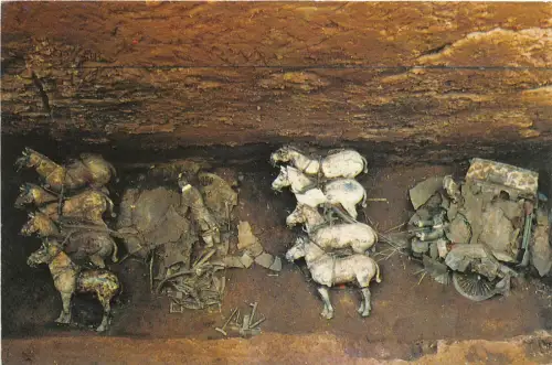 BG20956 Panorama der Ausgrabungsstätte der Bronzewagen und Pferde Porzellan