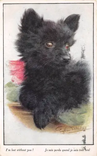 Lot341 Ich bin verloren ohne dich Hund Tier Comic Postkarte Humor