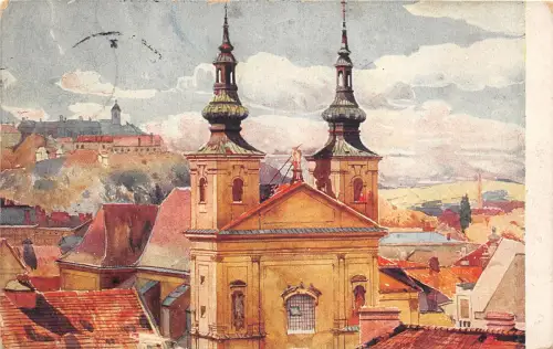 BT2824 Gemälde AK Brünn Brunn K Cerny Dominikaner Kirche Tschechien