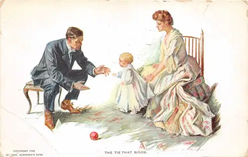 Lot170 die Krawatte, die Familie mit Kind bindet Postkarte UK