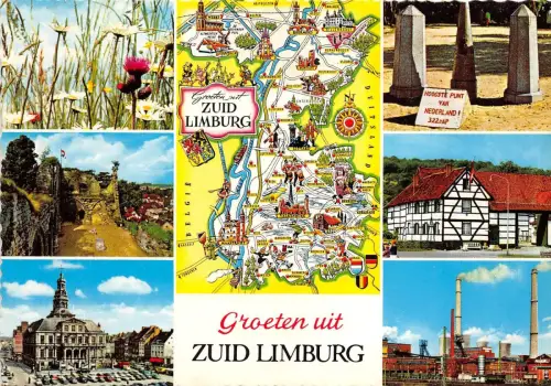 BG5389 groeten uit zuid limburg map cartes geographiques netherlands