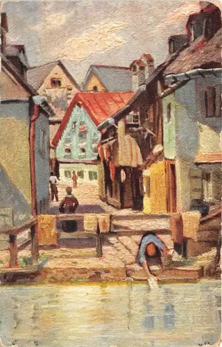 B39172 Wäsche waschen Malen Kunst Postkartenarten